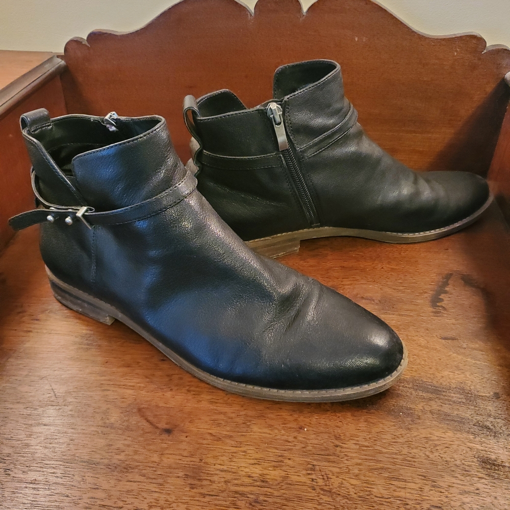 Franco Sarto Black Leather Ankle Boots, 9M